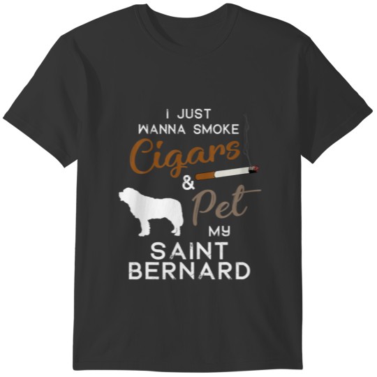 Saint Bernard Dog Cigar Lover Owner Christmas Birt T-shirt