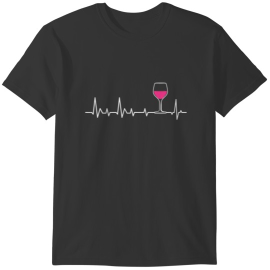 Wine Heartbeat Wine Glass Womens Funny Wine Drinki T-shirt