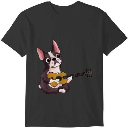 French Bulldog Playing Guitar Funny Guitarist T-shirt