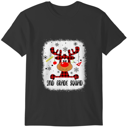 Bleached 2Nd Grade Squad Reindeer Teacher Kids Chr T-shirt