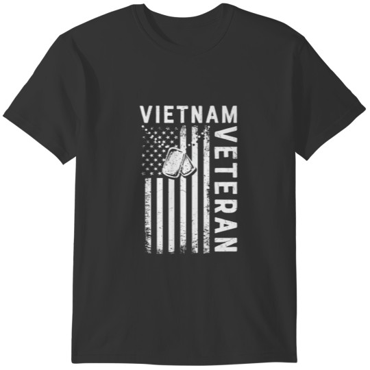 Vietnam Veteran Dog Tag U.S. Flag T-shirt