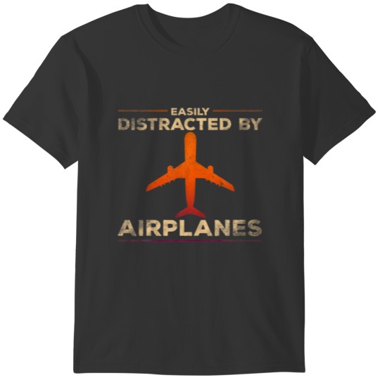 Easily Distracted By Airplanes Airplane Lover Avia T-shirt