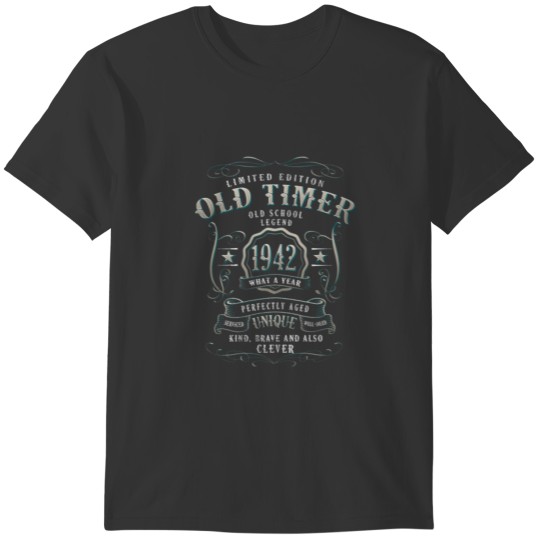 Vintage 1942 - 80Th Birthday - "Old Timer" 1942 T-shirt