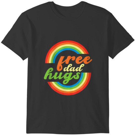 Retro Funny Free Dad Hugs LGBT Month For Men T-shirt