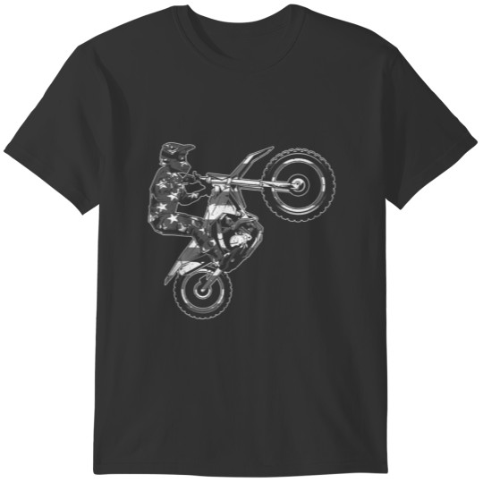Cool Dirt Bike Art For Men Women US Dirtbike Motor T-shirt