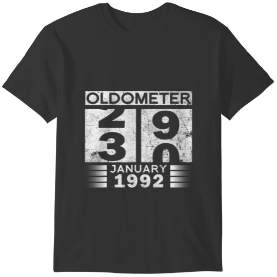 Oldometer 29-30 Born In January 1992 Funny 30Th Bi T-shirt
