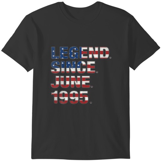 27Th Birthday Legend Since June 1995 USA Flag 27 Y T-shirt