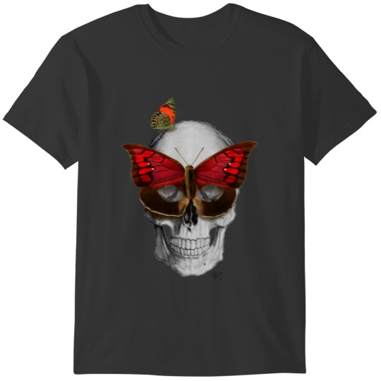 Pink Butterfly Mask Skull T-shirt