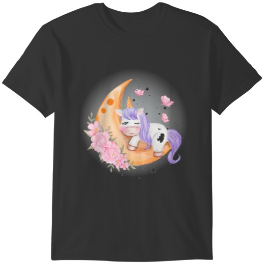 Baby Unicorn Sleeping on Moon Wo T-shirt