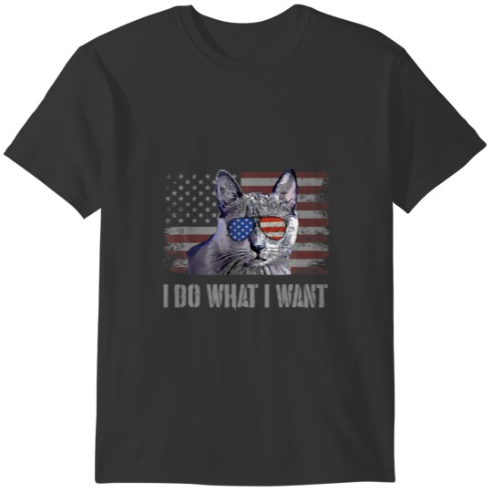Korat Cat I Do What I Want Retro USA Funny Cat T-shirt