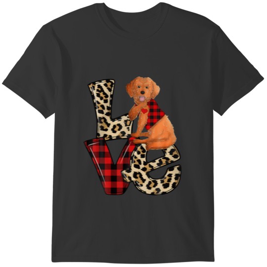 Cockapoo Love Leopard Plaid Happy Valentines Day D T-shirt