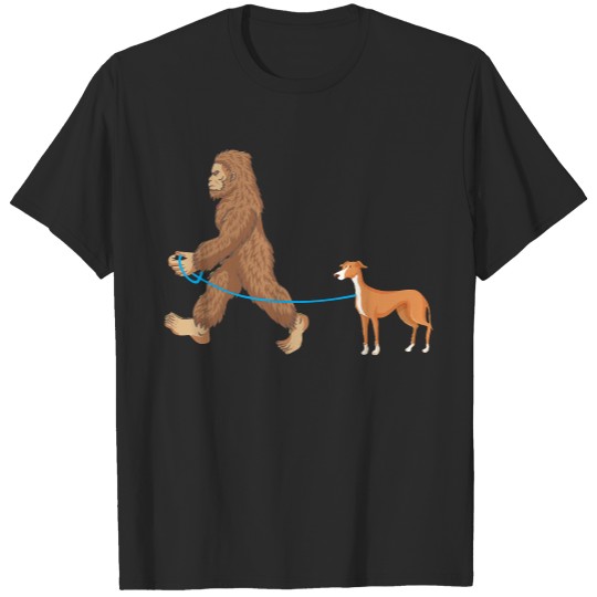 Bigfoot Dog Walk Greyhound Bigfoot Dog Walk Greyhound T Shirt Sasquatch Dog Lovers T-Shirts