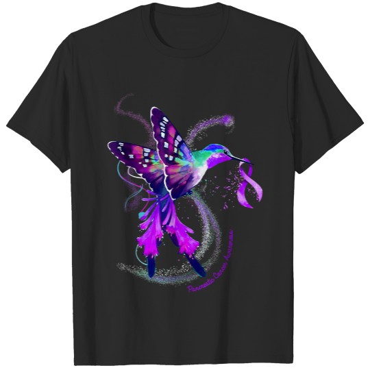 Hummingbird Purple Ribbon Pancreatic Cancer Awareness T-Shirt T-Shirts