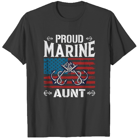 Discover Marine Aunt Proud Marine Aunt United States Of America Military T-Shirts