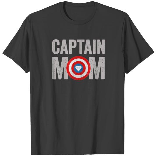 Womens Female Super Captain Mom Superhero T-Shirts