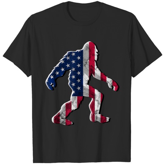 Patriotic Bigfoot Flag T Shirt Funny 4th of July T-Shirts