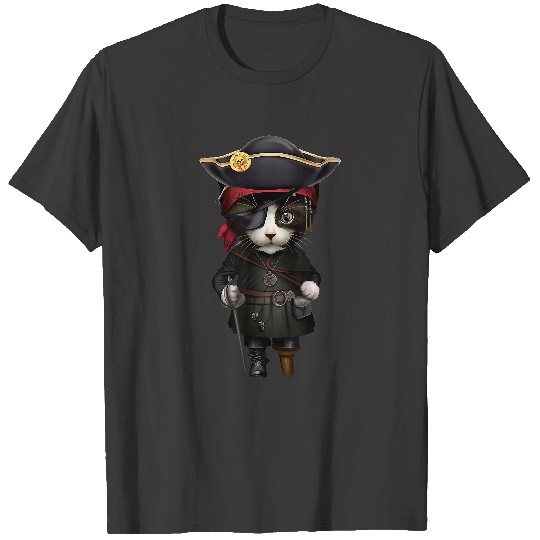 Discover Pirate Cat Funny Kitten Eye Patch Hook Jolly Roger Flag32 T-Shirts