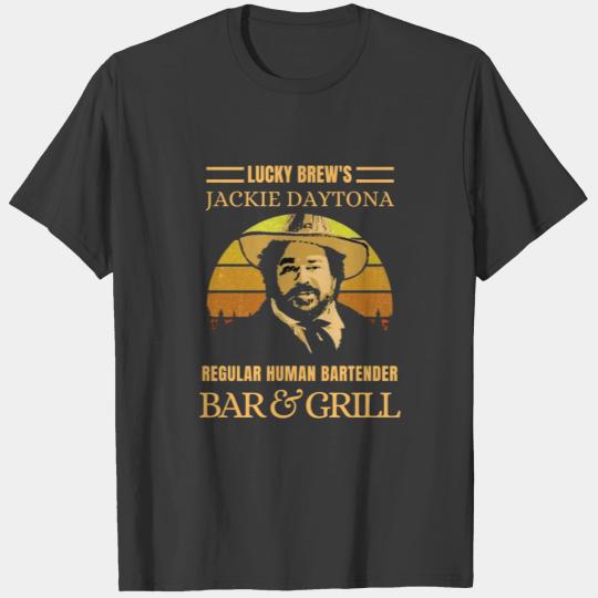 Lucky Brews Jackie Daytona Regular Human Bartender  Bar And Grill Vintage Retro T-Shirts