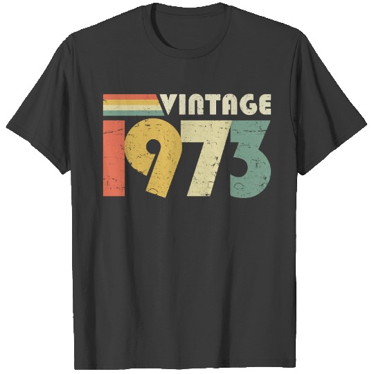 Discover Vintage 1973, 50th Birthday Gift Distressed Design T-Shirts