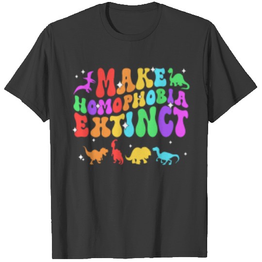 Groovy Make Homophobia Extinct Pride LGBT Rainbow Dinosaur Long Sleeve T-Shirts