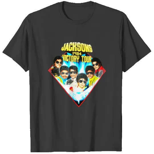 Find 1984 The Jacksons Vintage Thriller Era Michael Jackson + The Jackson Family Victory World Tour 80s Pop Music Concert T-Shirt T-Shirts