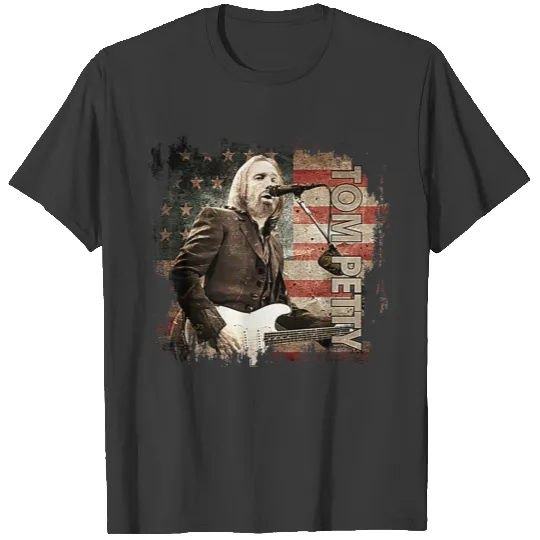 Vintage Tom Petty Funny Music American USA Flag Gifts T-Shirts