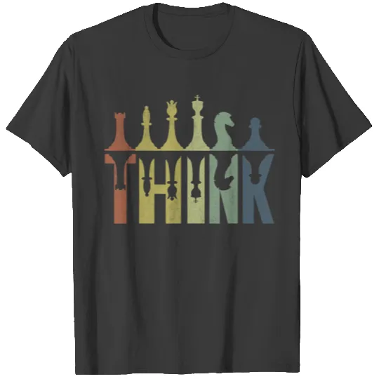 Discover Think Retro Vintage Chess Pieces Player Gifts Chess Coach T-Shirts
