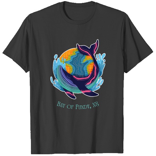 Bay Of Fundy NS Colorful Abstract Indigo Whale Design T-Shirts