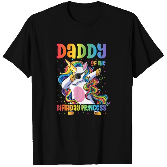 Mens Daddy of the Birthday Princess Dabbing Unicorn Girl T-Shirt