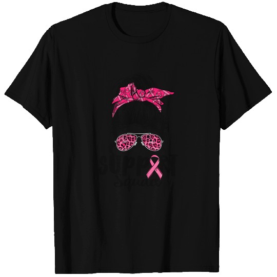 Support Squad Messy Bun Pink Warrior Breast Cancer Awareness T Shirt