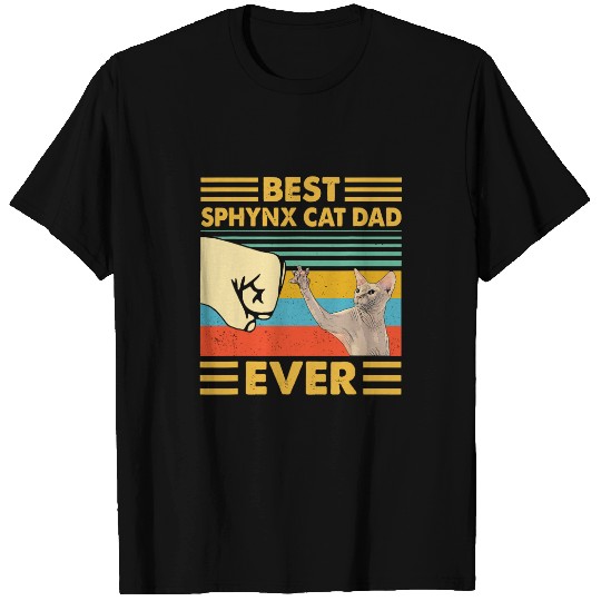 Best Sphynx Cat Dad Ever Retro Vintage Sunset T-Shirt