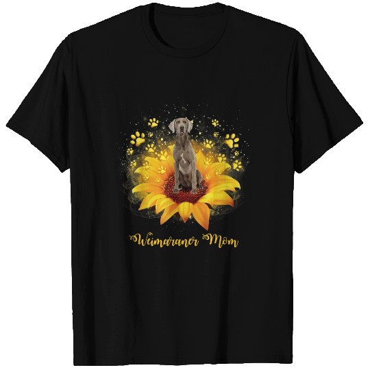 Weimaraner Mom Sunflower With Dog Paw T Shirt
