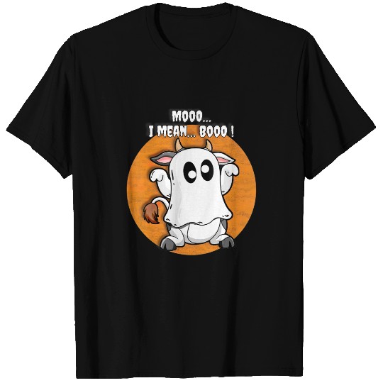Ghost Cow Moo I Mean Boo Pumpkin Halloween T-Shirt