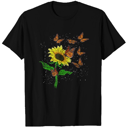 Flower Blossom Butterflies Nature Butterfly Sunflower T-Shirt