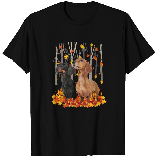 Hello Autumn Maple Dachshund Leaf Fall Cute Dachshund T-Shirt