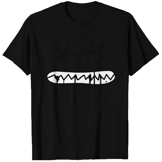 face bite teeth crunching dead death graffiti drop T-shirt