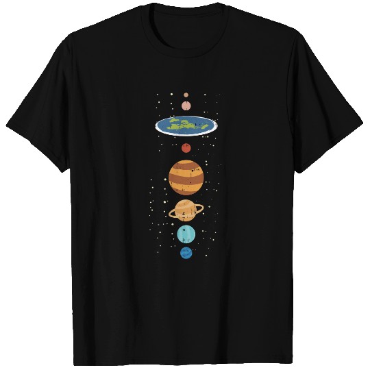 Flat Earth And Planets Funny Conspiracy Theory Earthers Gift T-Shirt