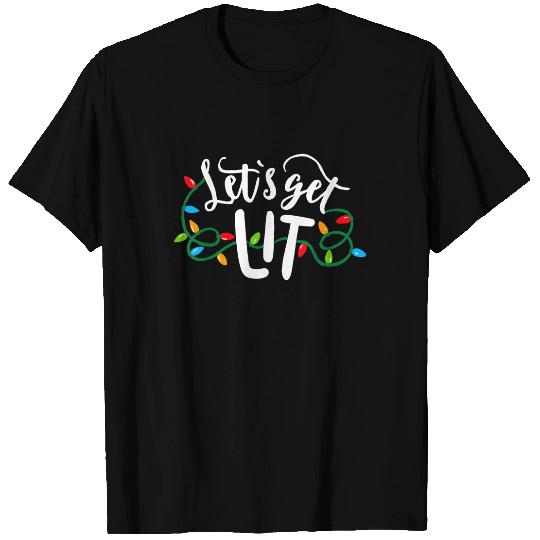 Christmas Funny Pajamas Let's Get Lit Christmas Shirt