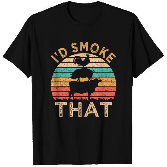 Funny BBQ I'd Smoke That Barbeque Retro Grilling T-Shirt