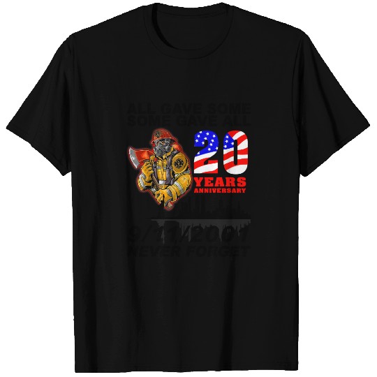 Never Forget 9-11-2001 20th Anniversary Firefighters T-Shirt