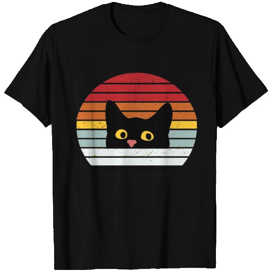 Retro Black Cat Sunset T-shirt