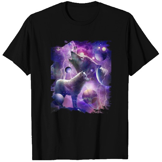 Cosmic Wolf Howling At Moon In SpaceT Shirt