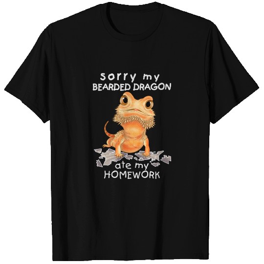 Funny Bearded Dragon Cute Lizard Beardie Ate My Homework T-Shirt