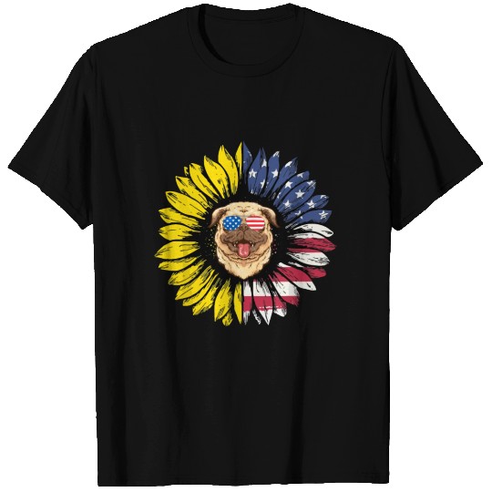 DOG MERICA FLOWER T-shirt