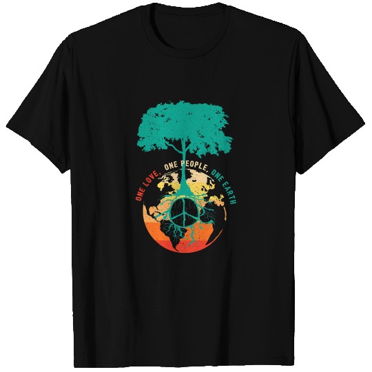 World Peace Tree Love People Earth Day 60s 70s Hippie Retro T Shirt