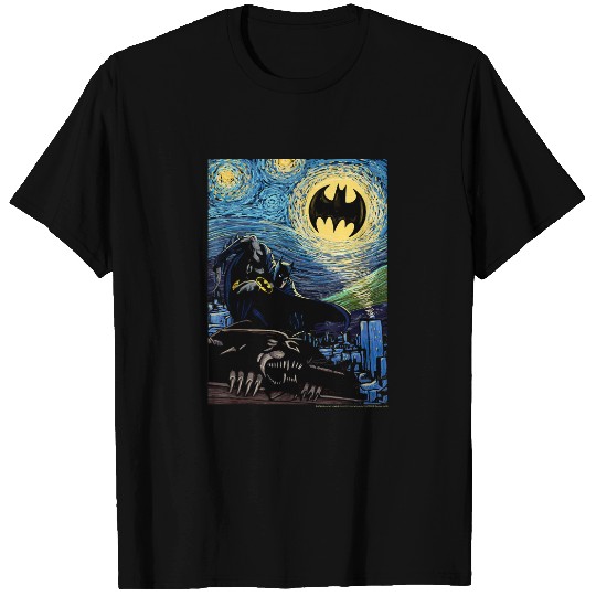 DC Comics Batman Starry Night Style Painting T Shirt