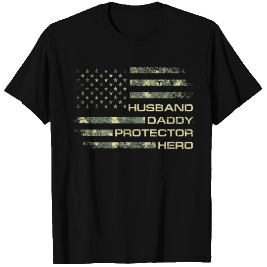 Men's T Shirt  Husband Daddy Protector Hero