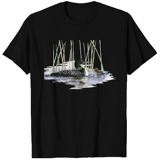 Watercolor and Ink Loons - Loon - T-Shirt