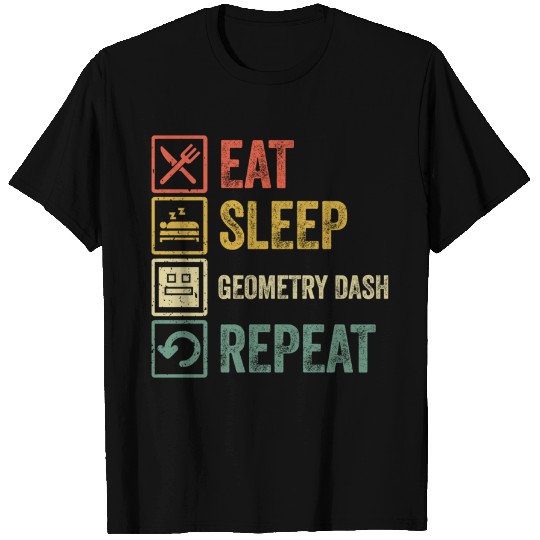 Funny eat sleep geometry dash repeat retro vintage - Geometry Dash - T-Shirt