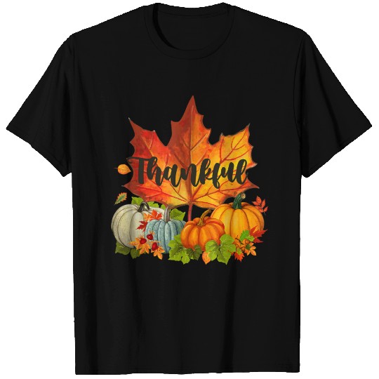 Happpy Thanksgiving Day Autumn Fall Maple Leaves Thankful T-Shirt